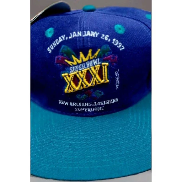 VTG 1997 Super Bowl XXXI Snapback Hat NWT – Drew Pearson NFL Blue Teal Cap USA - Picture 4 of 14